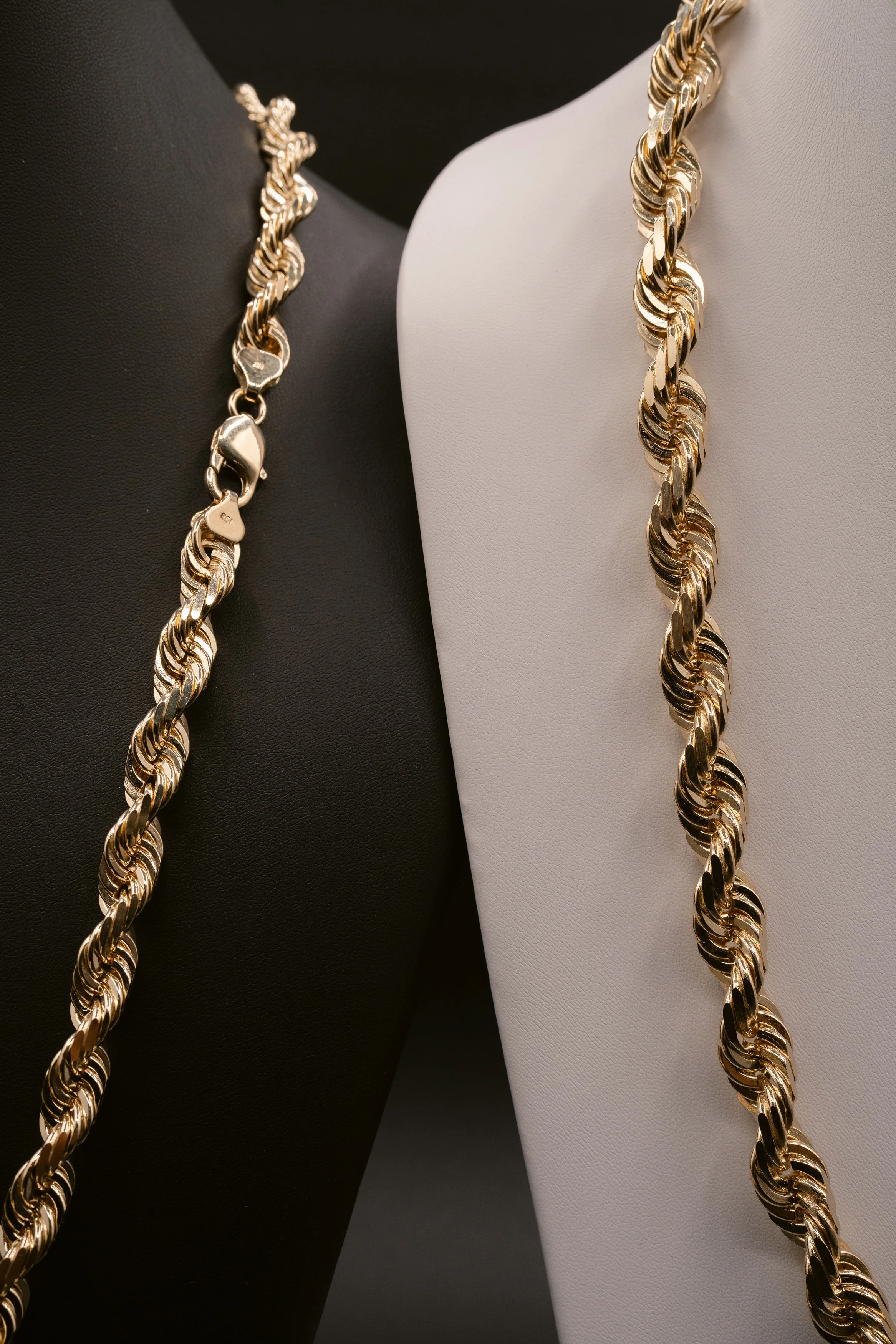 (10KT) 12MM - 20MM: Yellow Gold Diamond Cut Rope Chains - Image 10