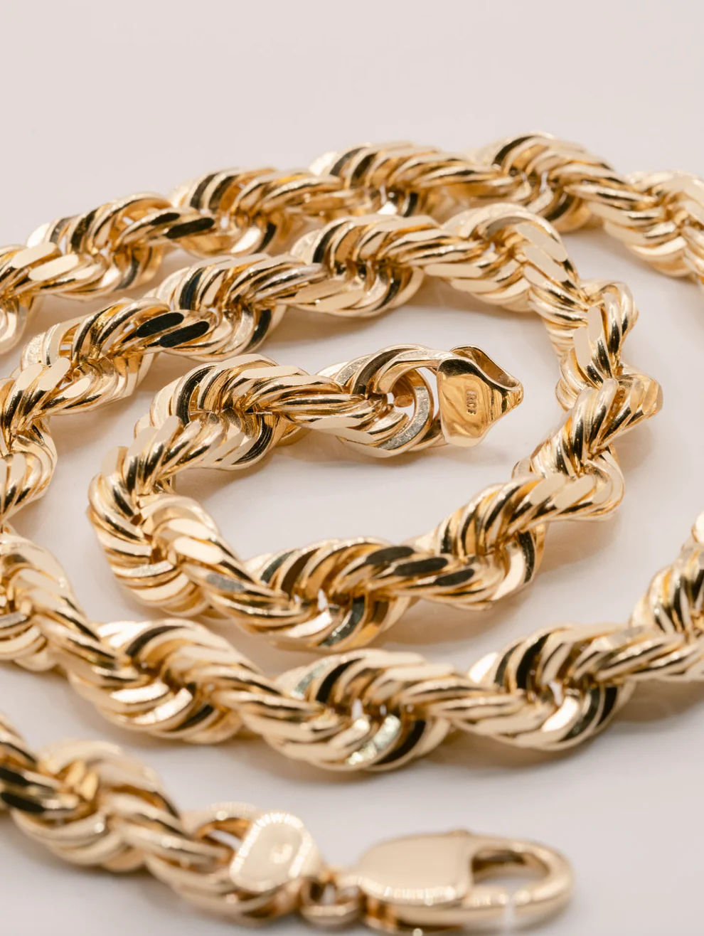 (10KT) 12MM - 20MM: Yellow Gold Diamond Cut Rope Chains - Image 19
