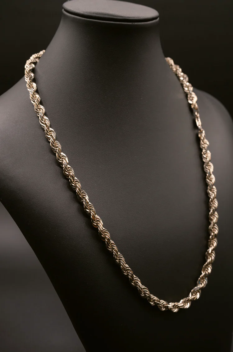 (14KT) 12MM - 20MM: White Gold Diamond Cut Rope Chains - Image 9