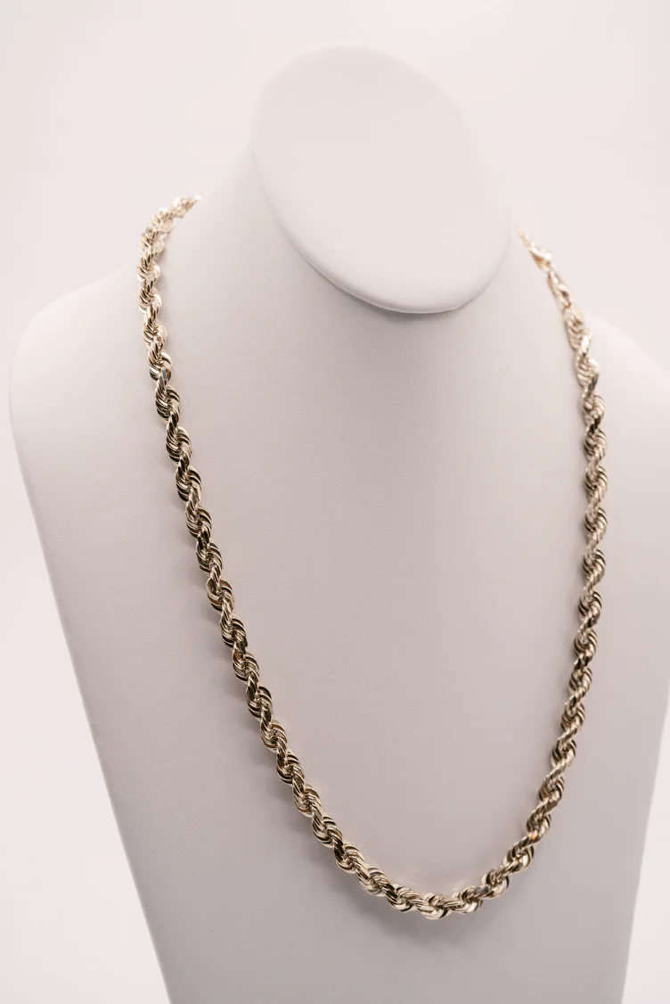 (18KT) 12MM - 20MM: White Gold Diamond Cut Rope Chains - Image 6