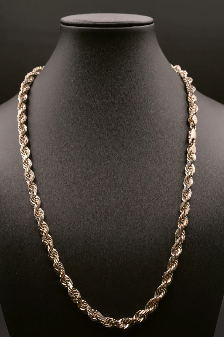 (18KT) 12MM - 20MM: White Gold Diamond Cut Rope Chains - Image 8
