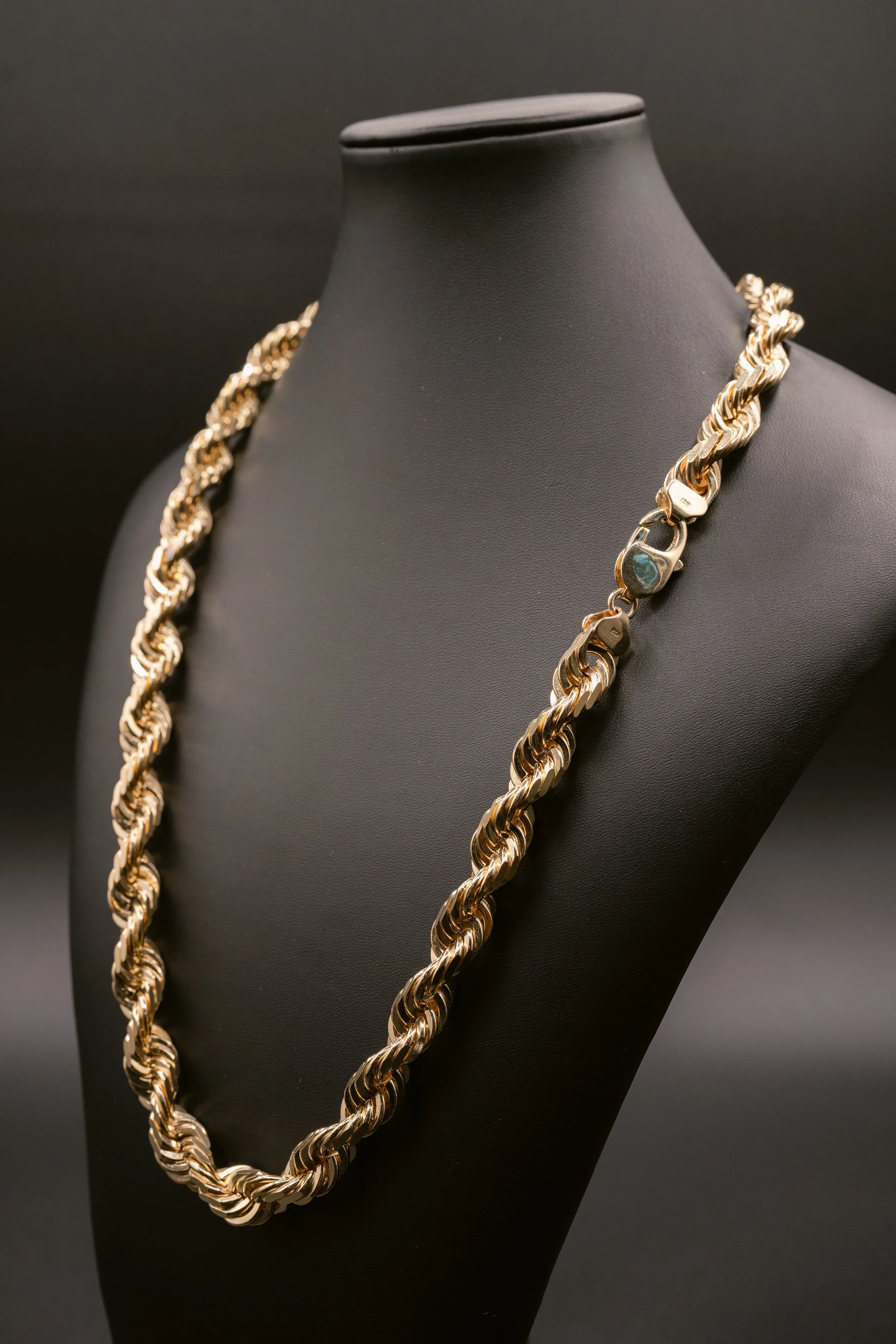 (14KT) 12MM - 20MM: Yellow Gold Diamond Cut Rope Chains - Image 4