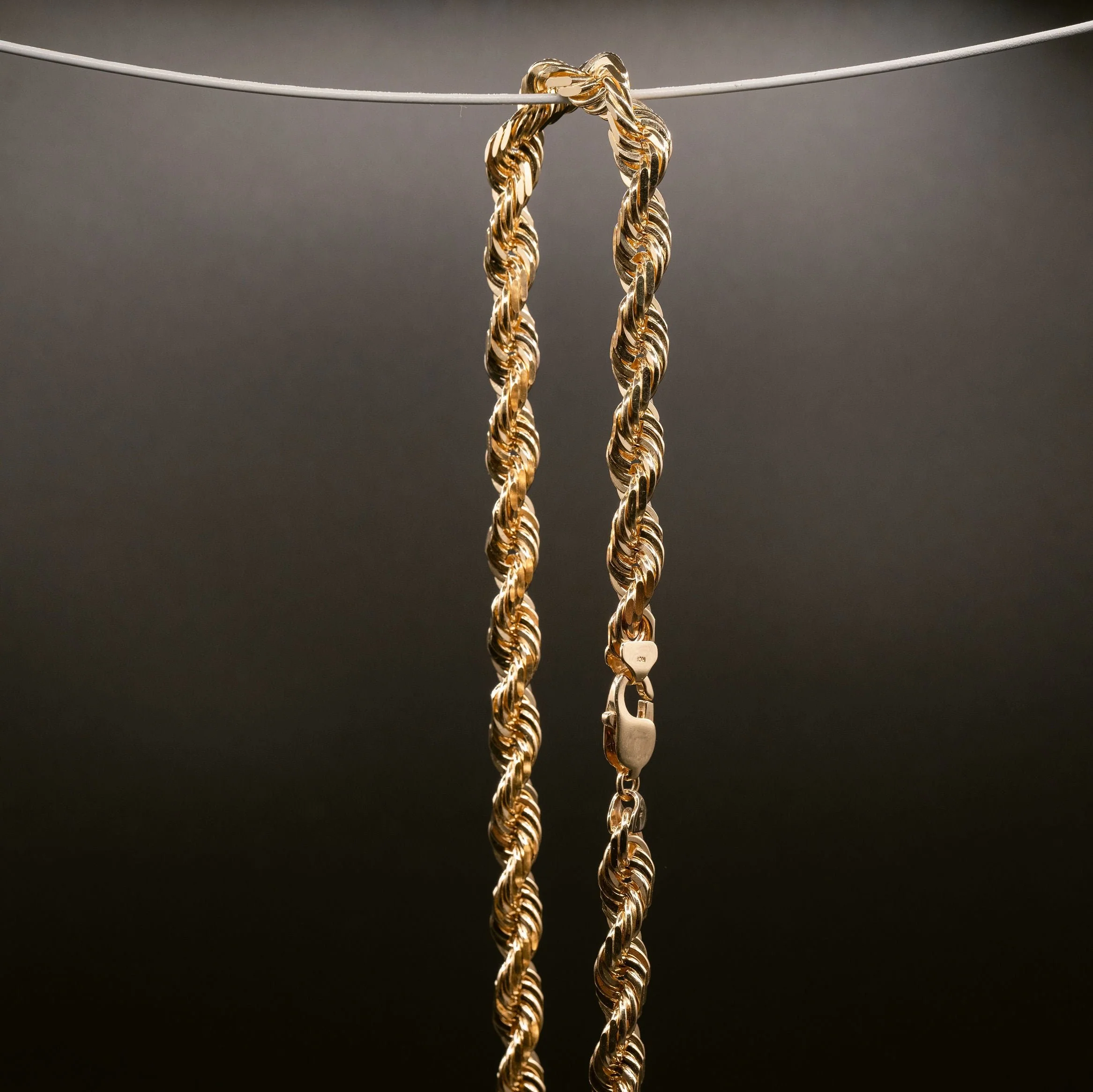 (14KT) 12MM - 20MM: Yellow Gold Diamond Cut Rope Chains - Image 9