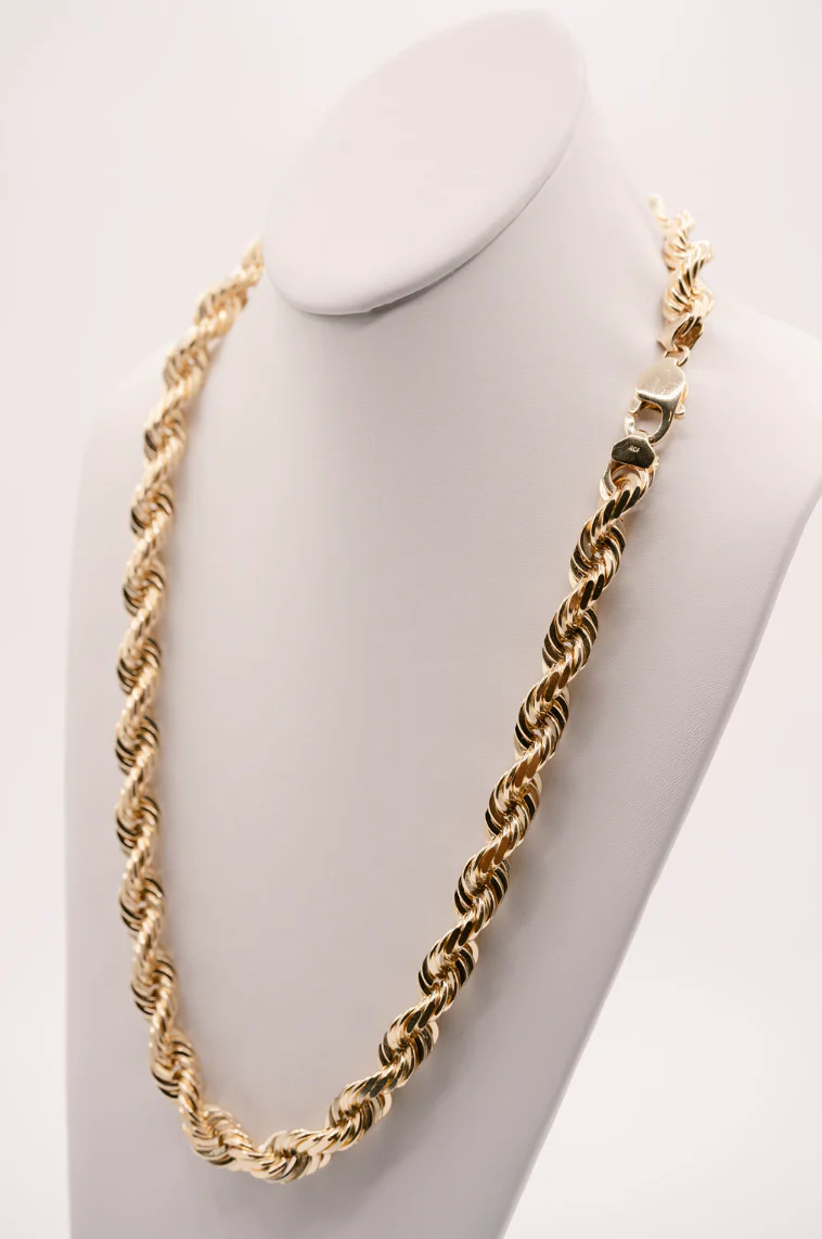(18KT) 12MM - 20MM: Yellow Gold Diamond Cut Rope Chains - Image 10