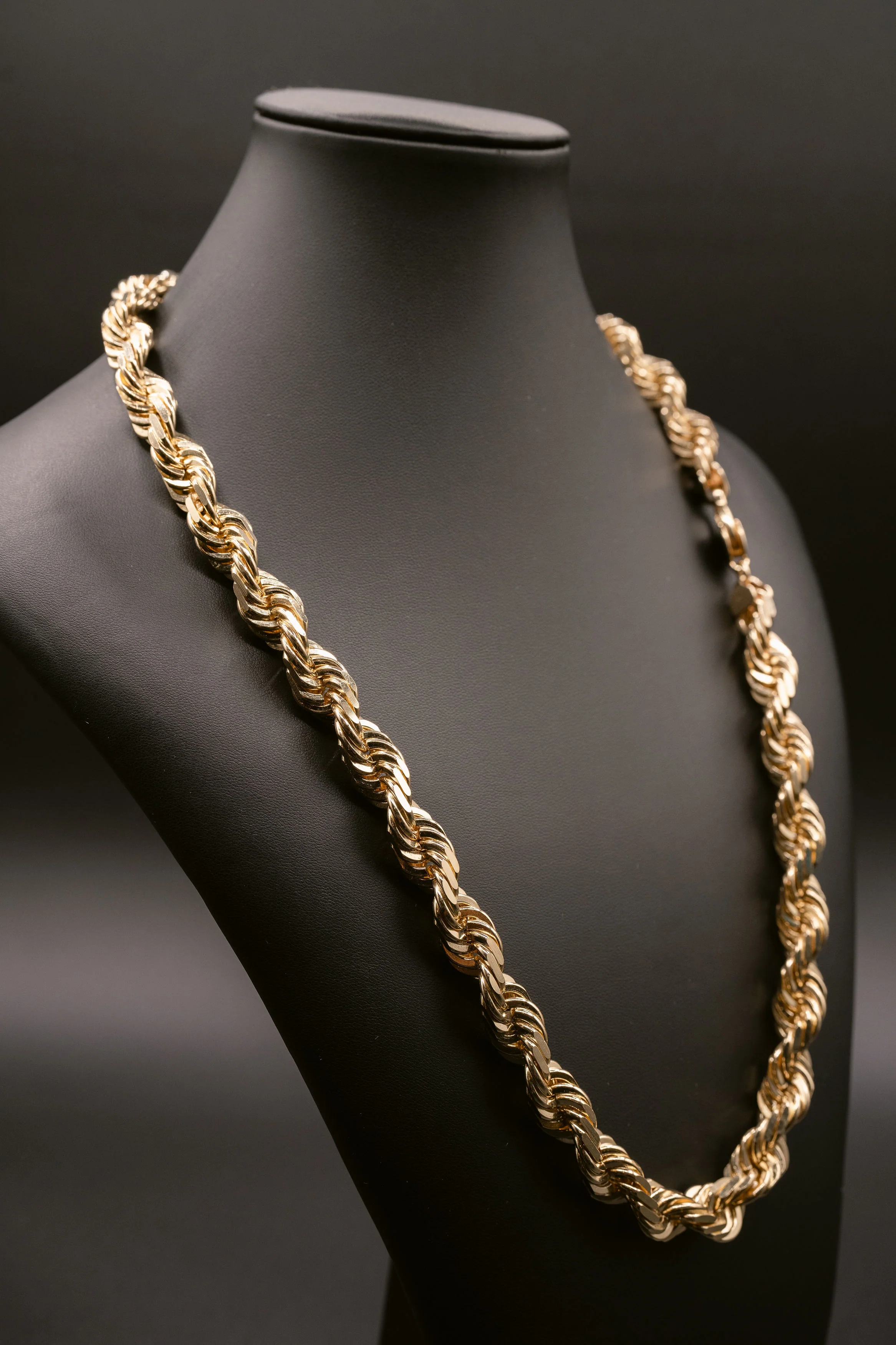 (18KT) 12MM - 20MM: Yellow Gold Diamond Cut Rope Chains - Image 8