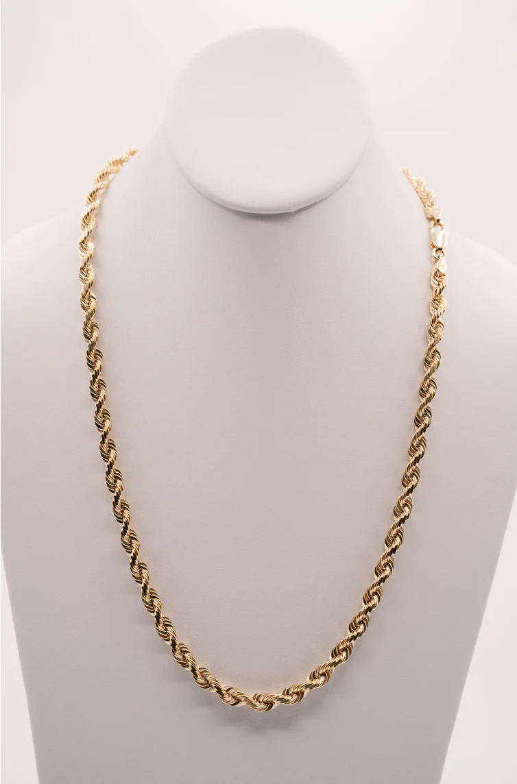 (14KT) 4MM - 10MM: Yellow Gold Diamond Cut Rope Chains - Image 13