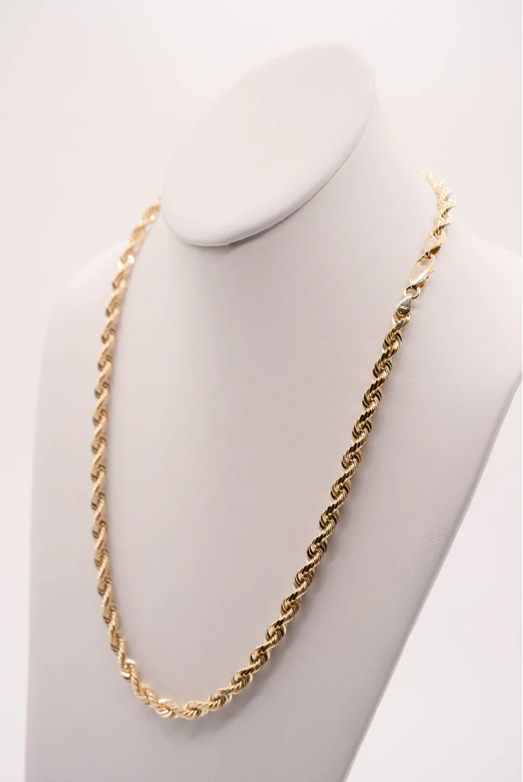 (14KT) 4MM - 10MM: Yellow Gold Diamond Cut Rope Chains - Image 15