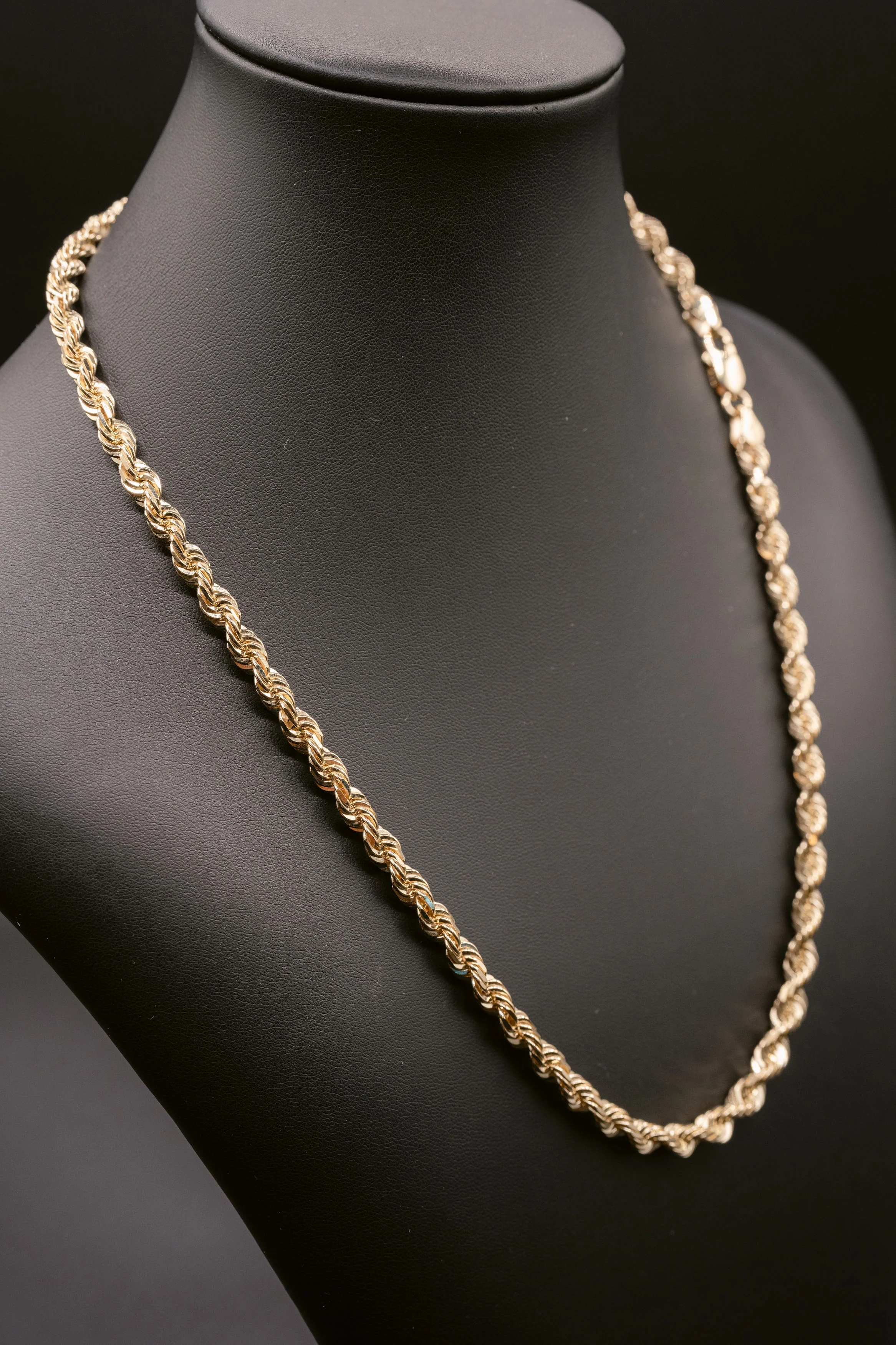 (14KT) 4MM - 10MM: Yellow Gold Diamond Cut Rope Chains - Image 4