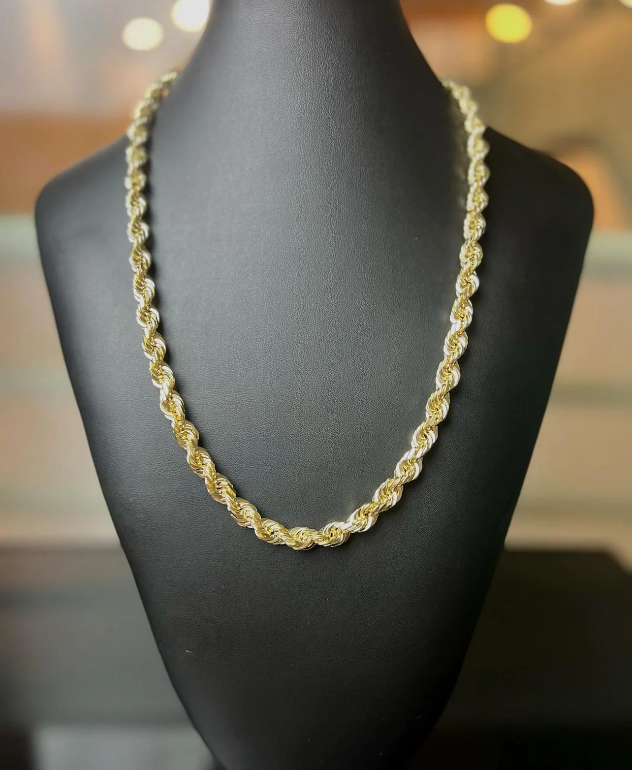 (5MM) 10K Yellow Gold Diamond Cut Rope Chain - Image 13