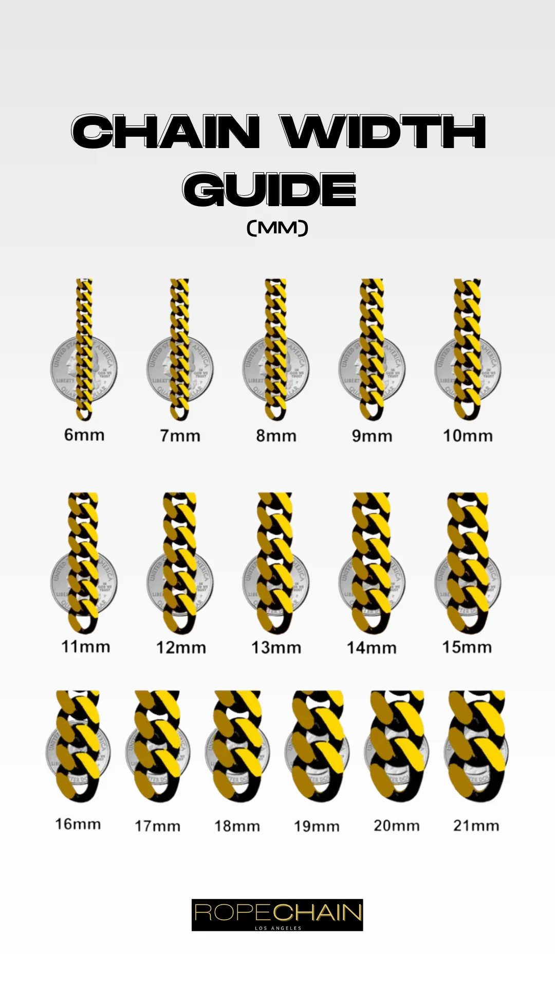 (14KT) 12MM - 20MM: Yellow Gold Diamond Cut Rope Chains - Image 6