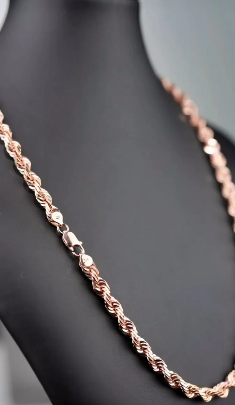 (10KT) 12MM - 20MM: Rose Gold Diamond Cut Rope Chains - Image 6