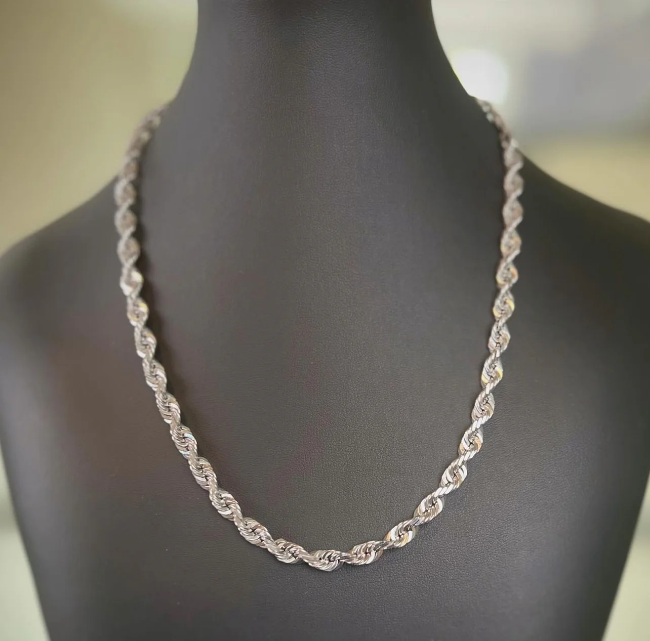 (14KT) 6MM - 10MM: White Gold Diamond Cut Rope Chains - Image 12