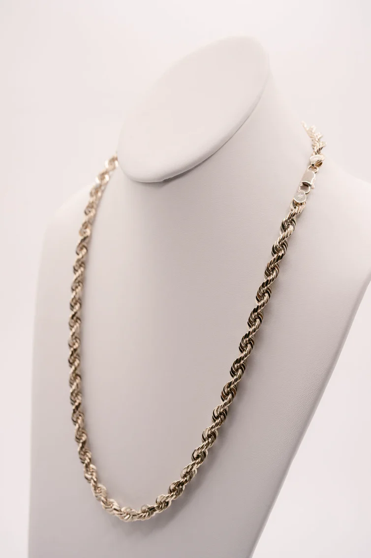 (14KT) 6MM - 10MM: White Gold Diamond Cut Rope Chains - Image 7