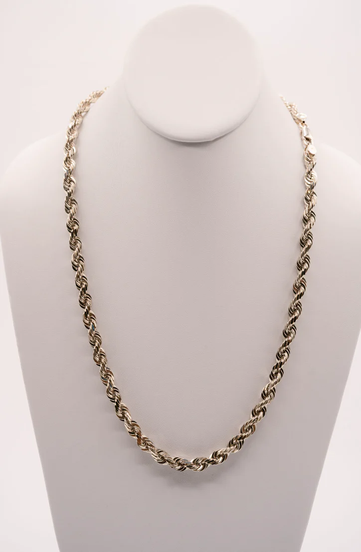 White Gold Diamond Cut Rope Chains