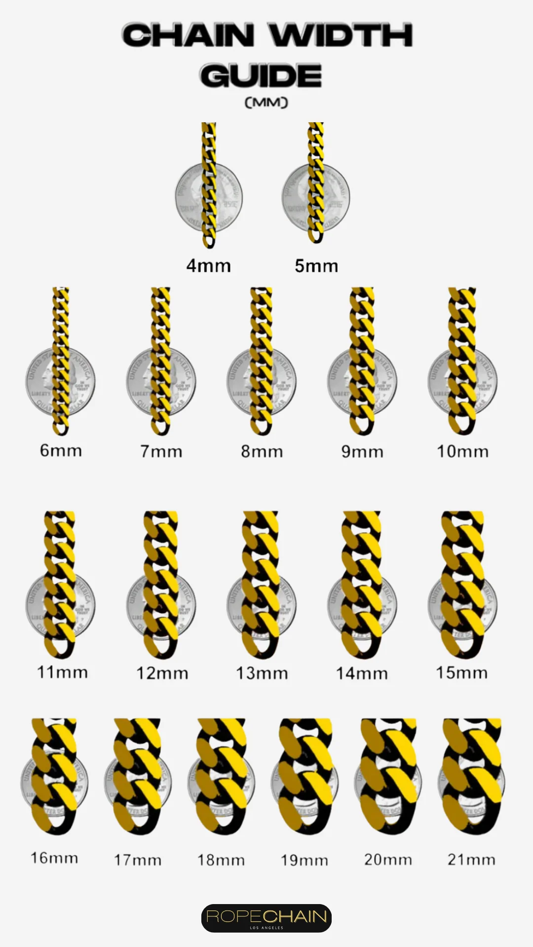 (14KT) 4MM - 10MM: Yellow Gold Diamond Cut Rope Chains - Image 7