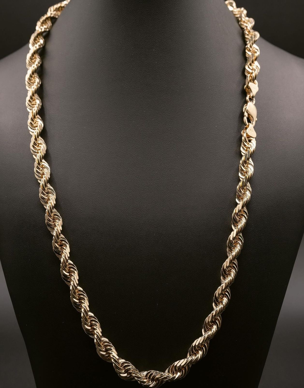 (18KT) 6MM - 10MM: Yellow Gold Diamond Cut Rope Chain - Image 20